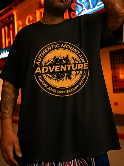 Men's Graphic T-Shirt Authentic Mountain Brave And Unyielding Forest Adventure