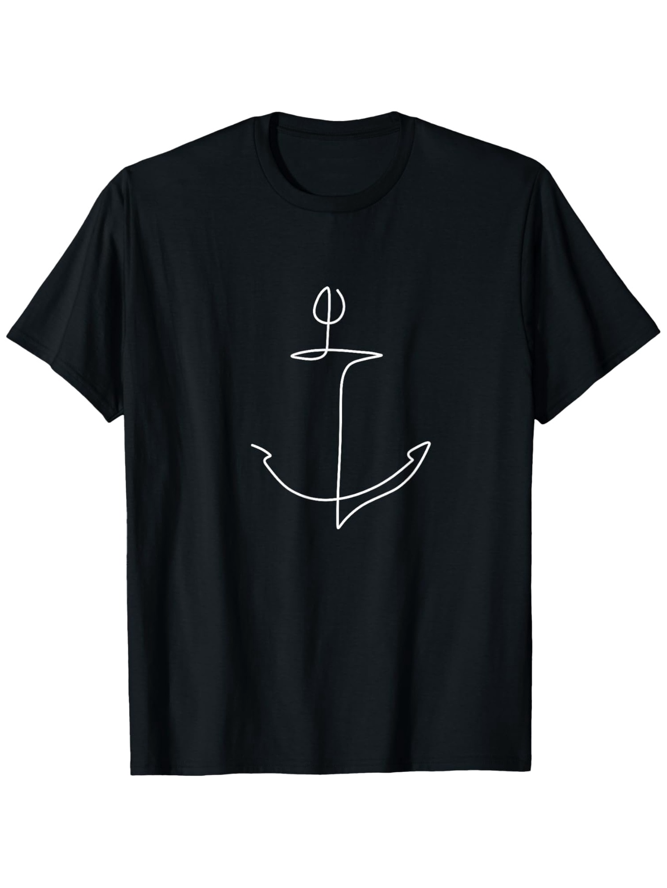 Men's Graphic T-Shirt Minimal Outline Nautical Theme With Simple White Line Art Anchor