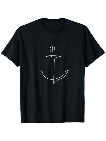 Men's Graphic T-Shirt Minimal Outline Nautical Theme With Simple White Line Art Anchor