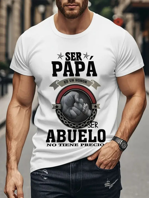 Men's Graphic T-Shirt Fatherly Blessings With Two Hands Embracing Symbol Of Family Love