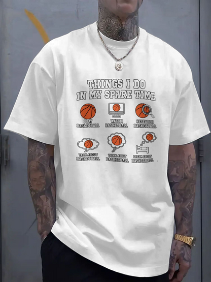 Men's Graphic T-Shirt Things I Do In My Spare Time Graphic Basketball Themed Icons Shirt