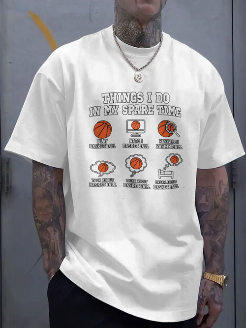 Men's Graphic T-Shirt Things I Do In My Spare Time Graphic Basketball Themed Icons Shirt
