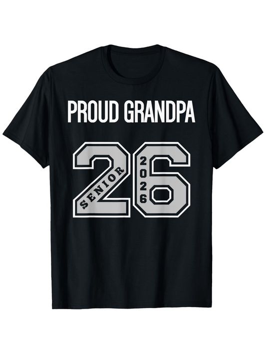 Men's Graphic T-Shirt Proud Grandpa Senior 2026 Varsity Style Numbers With Bold Lettering T Shirt