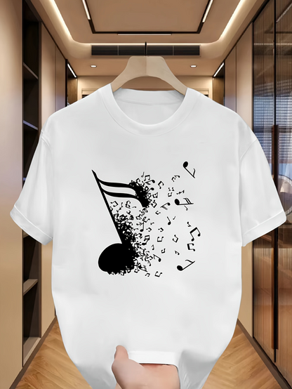 Men's Graphic T-Shirt Exploding Notes With Dynamic Flowing Particles Music Note