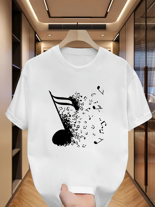 Men's Graphic T-Shirt Exploding Notes With Dynamic Flowing Particles Music Note