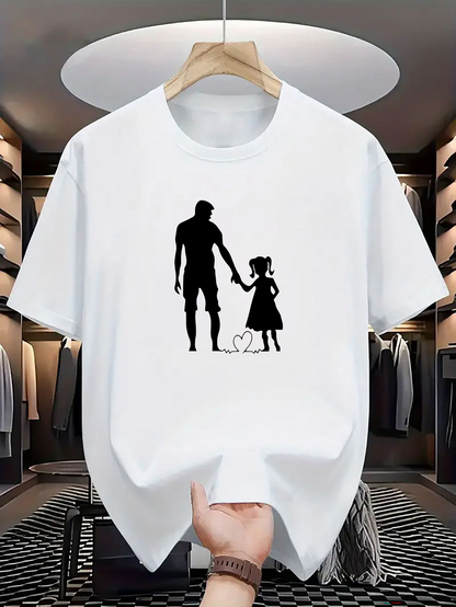 Men's Graphic T-Shirt Shadow Silhouettes Of Man And Girl With Heart Shape