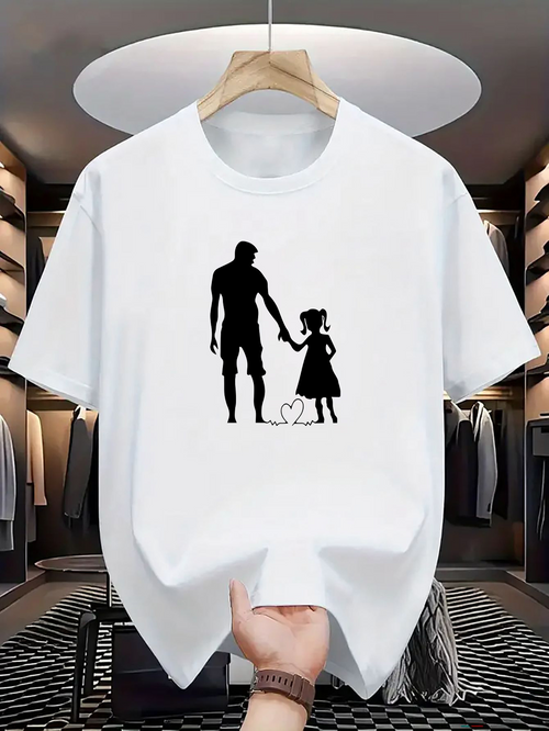 Men's Graphic T-Shirt Shadow Silhouettes Of Man And Girl With Heart Shape