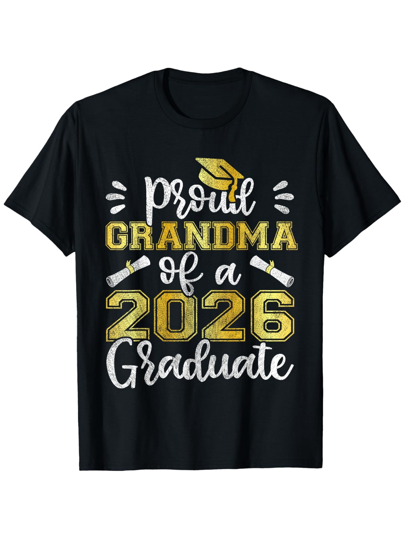 Men's Graphic T-Shirt Proud Grandma Of A 2026 Graduate With Golden Cap And Diploma