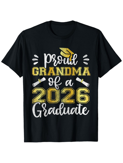 Men's Graphic T-Shirt Proud Grandma Of A 2026 Graduate With Golden Cap And Diploma