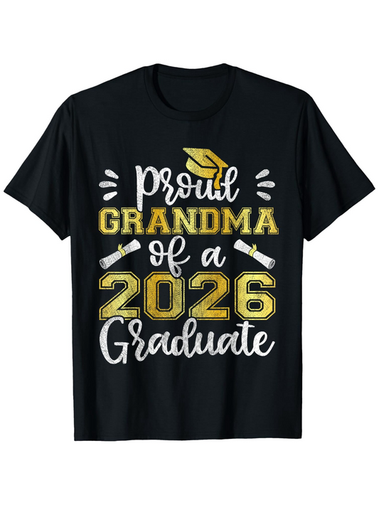 Men's Graphic T-Shirt Proud Grandma Of A 2026 Graduate With Golden Cap And Diploma