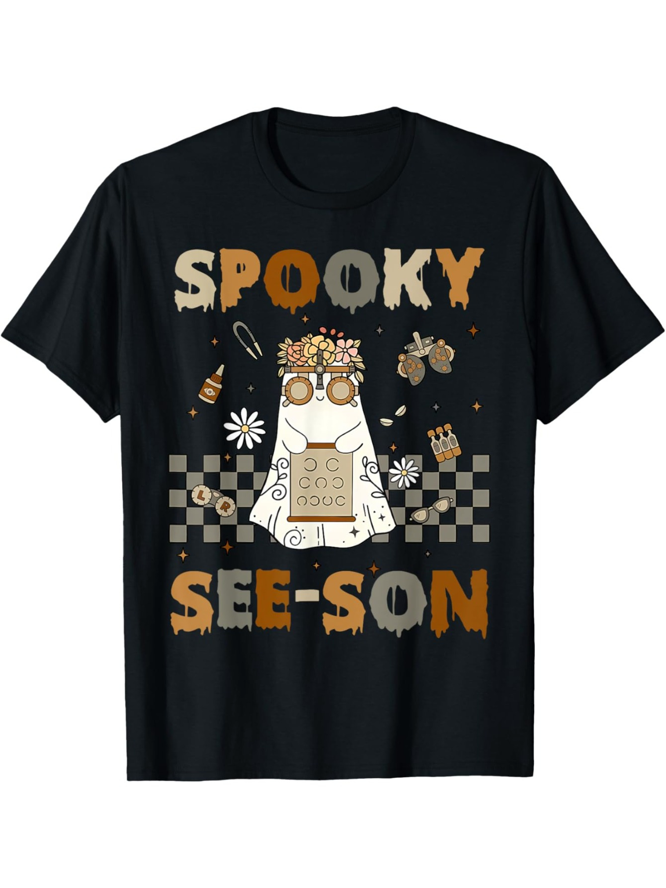 Men's Graphic T-Shirt Spooky See Son Halloween Themed Cartoon Cat Surrounded By Fall Leaves