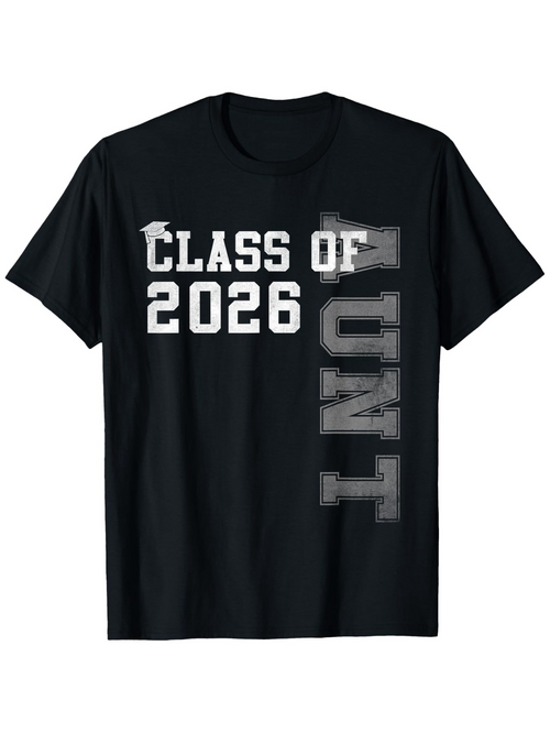 Men's Graphic T-Shirt Class Of 2026 Stacked Bold Letters With Graduation Themed Aunt