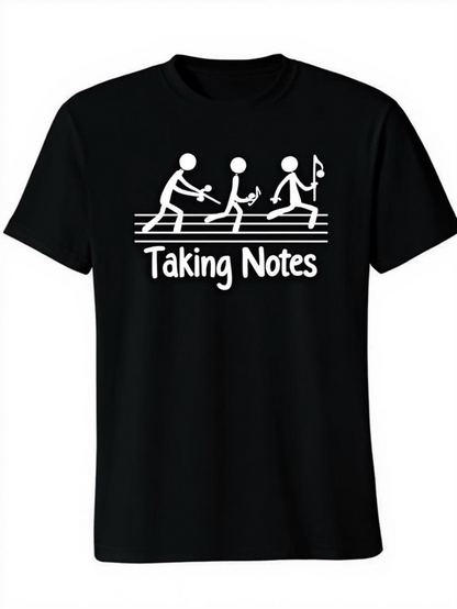 Men's Graphic T-Shirt Taking Notes Three Figures Carrying Flags On Music Staff