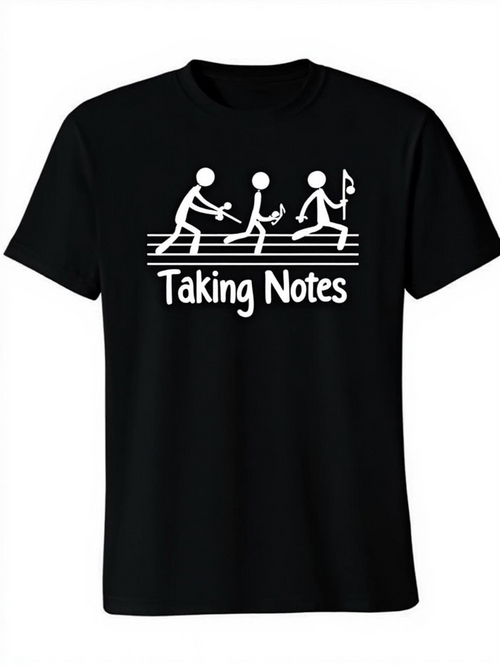 Men's Graphic T-Shirt Taking Notes Three Figures Carrying Flags On Music Staff