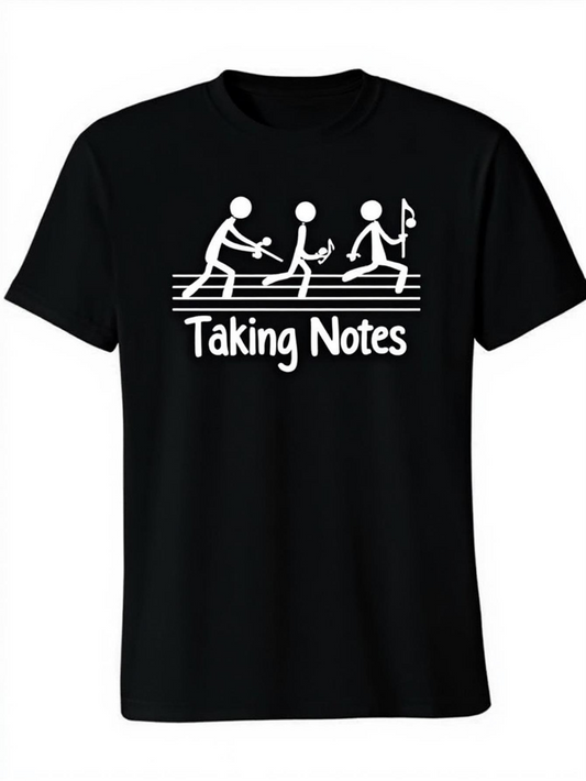 Men's Graphic T-Shirt Taking Notes Three Figures Carrying Flags On Music Staff