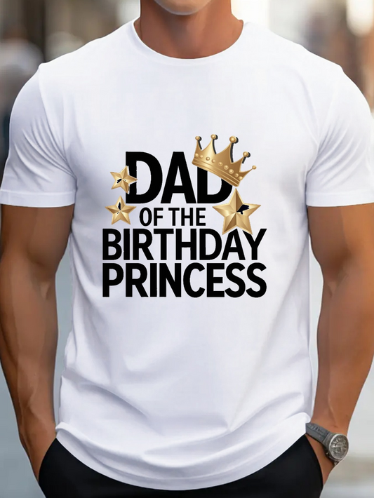 Men's Graphic T-Shirt Golden Crown With Shining Stars Above Birthday Princess Lettering