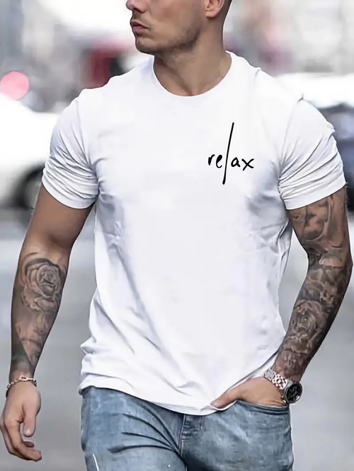 Men's Graphic T-Shirt Relax Minimalist Letter Art With Simple Casual Streetwear Tee