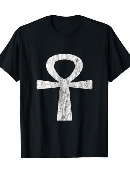 Men's Graphic T-Shirt Marble Pattern Ancient Egyptian Ankh Cross Symbol T Shirt