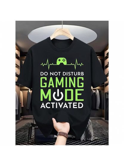 Men's Graphic T-Shirt Do Not Disturb Gaming Mode Activated Green Controller Icon Tee