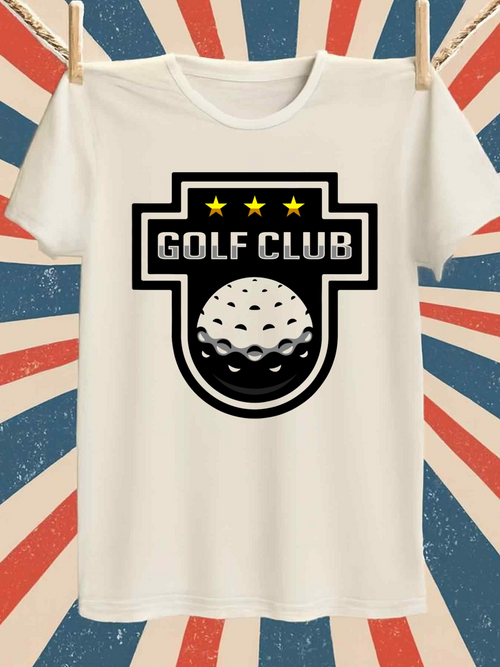 Men's Graphic T-Shirt Golf Club With Three Stars Modern Shield Golf Ball