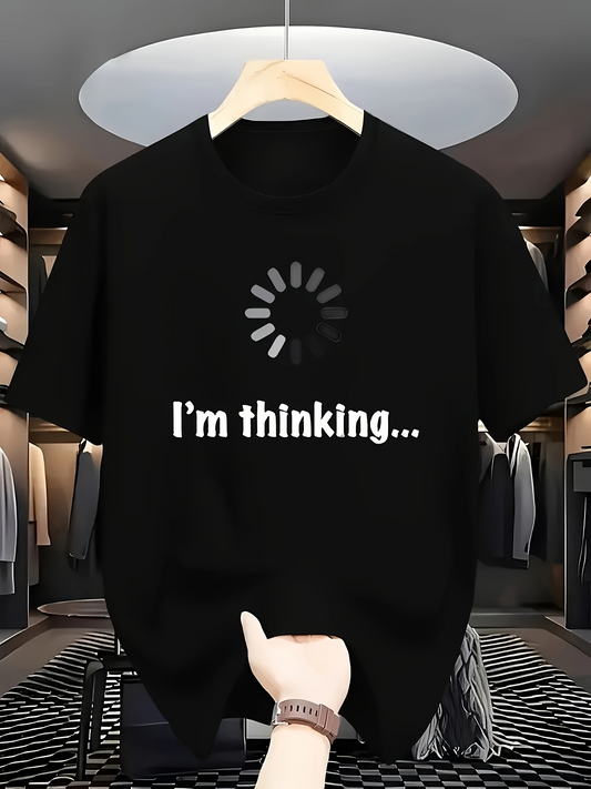 Men's Graphic T-Shirt Im Thinking Loading Symbol Over Minimalist Black Shirt