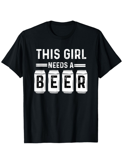 Men's Graphic T-Shirt This Girl Needs A Beer Typography With Illustrated Mason Jar Beer