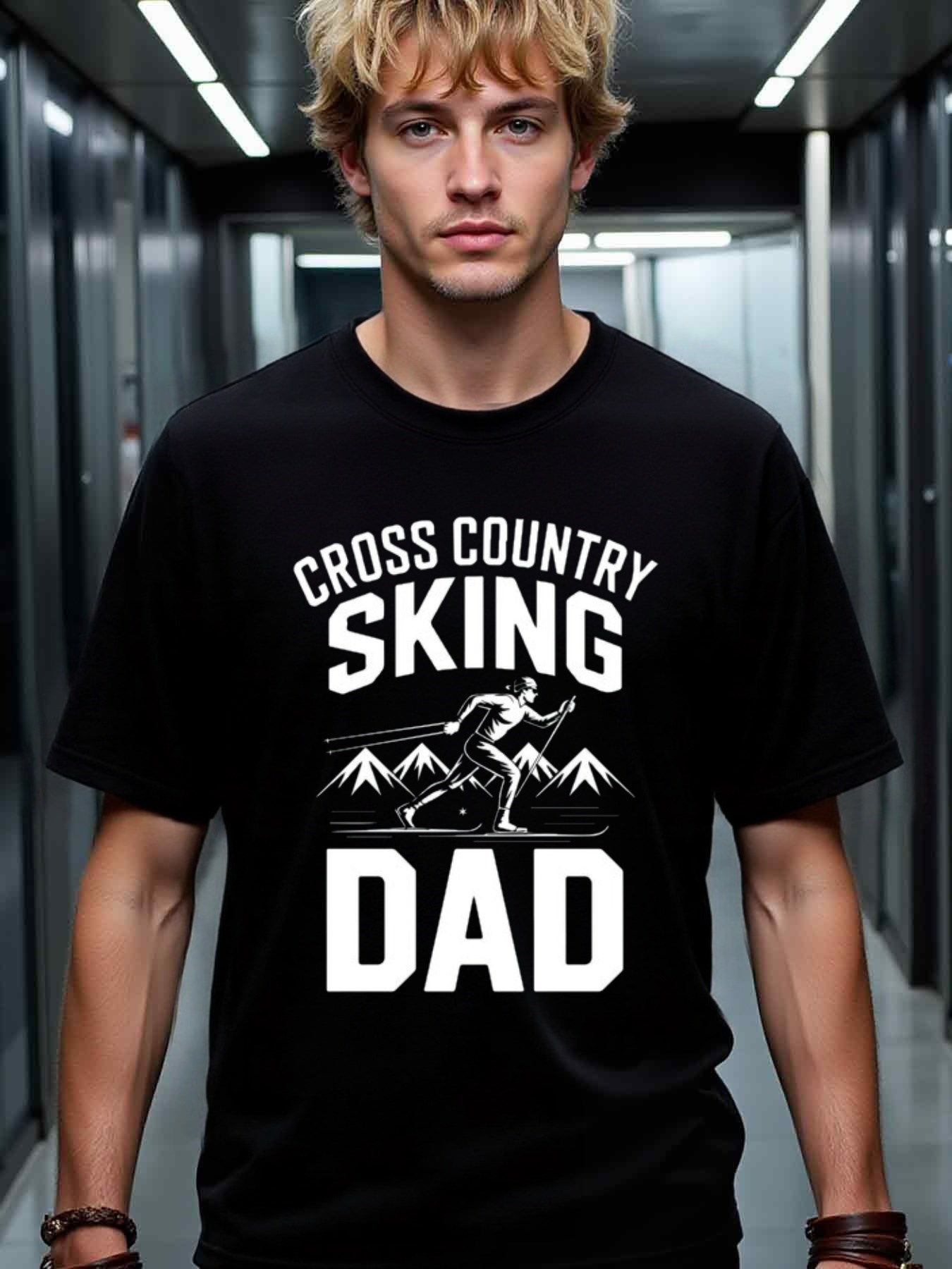 Men's Graphic T-Shirt Cross Country King Dad Mountains And Skier Among Snowy Peaks T Shirt