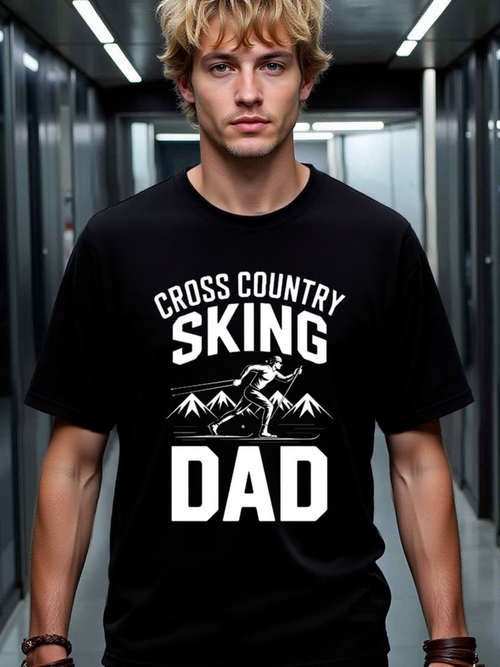 Men's Graphic T-Shirt Cross Country King Dad Mountains And Skier Among Snowy Peaks T Shirt