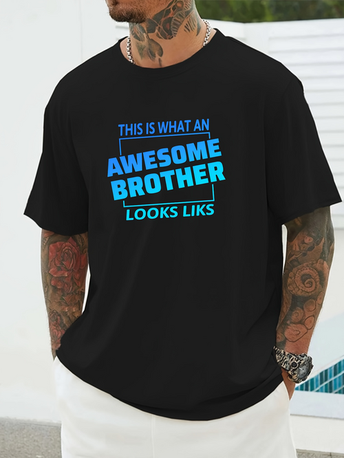 Men's Graphic T-Shirt This Is What An Awesome Brother Looks Like With Bold Blue Words On Black T Shirt