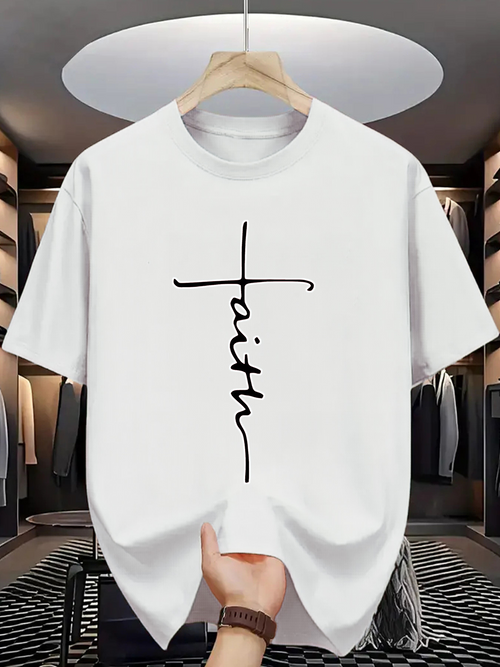 Men's Graphic T-Shirt Faith Elegant Minimal Typography With Flowing Calligraphy Script Word