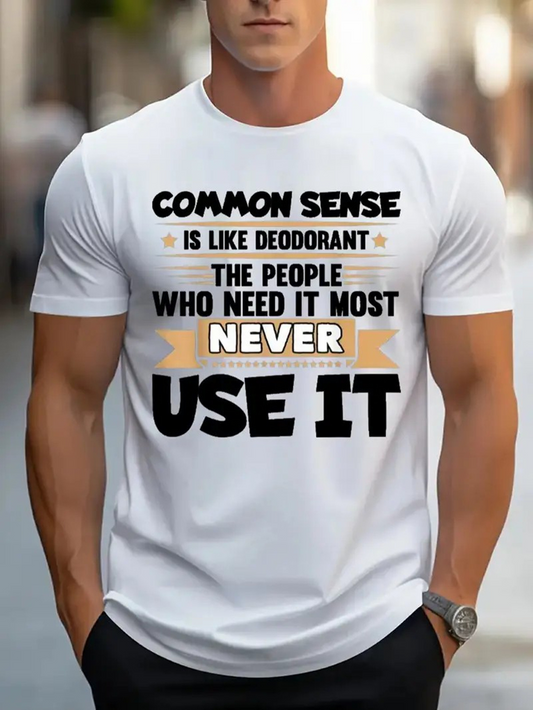 Men's Graphic T-Shirt Common Sense Deodorant Illustration With Bold Statement Typography Shirt