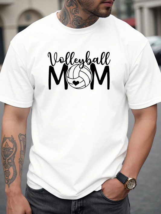 Men's Graphic T-Shirt Volleyball Mom Cute Script With Heart Motif Centered Volleyball