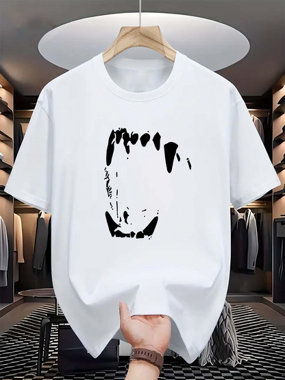 Men's Graphic T-Shirt Abstract Grunge Ink Marks On Plain White Surface Fang