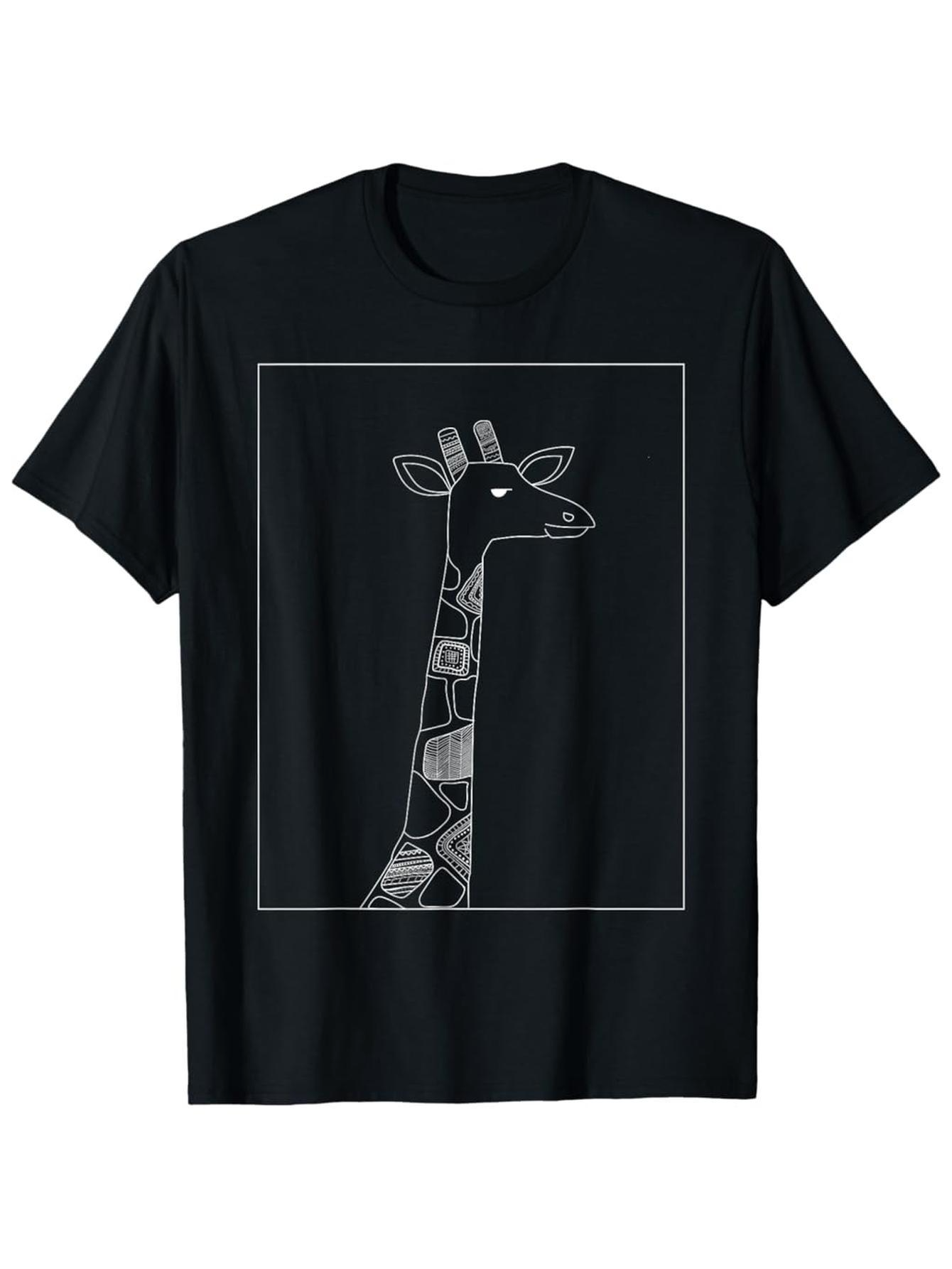 Men's Graphic T-Shirt Abstract Patterns And Fine Lines Adorning A Stylish Giraffe