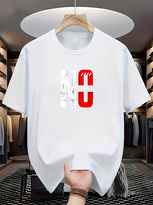 Men's Graphic T-Shirt Bold Graphic Color Block Lettering Surrounded By Minimalist White Fabric T Shirt