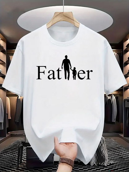 Men's Graphic T-Shirt Father Silhouette Of Adult And Child Holding Hands T Shirt