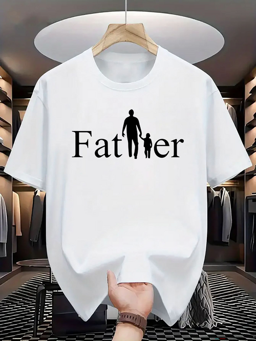Men's Graphic T-Shirt Father Silhouette Of Adult And Child Holding Hands T Shirt