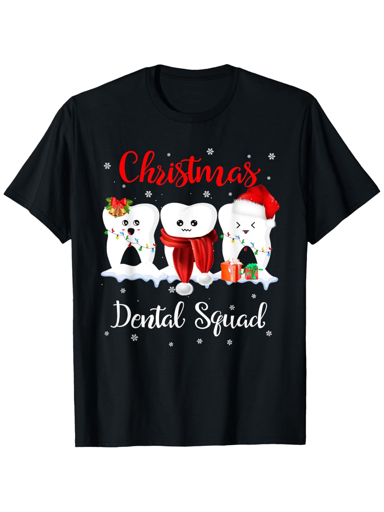 Men's Graphic T-Shirt Christmas Dental Squad Festive Cartoon Teeth With Winter Accessories
