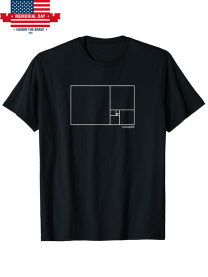 Men's Graphic T-Shirt Minimalist Rectangle Line Art With Golden Ratio Geometric Shape