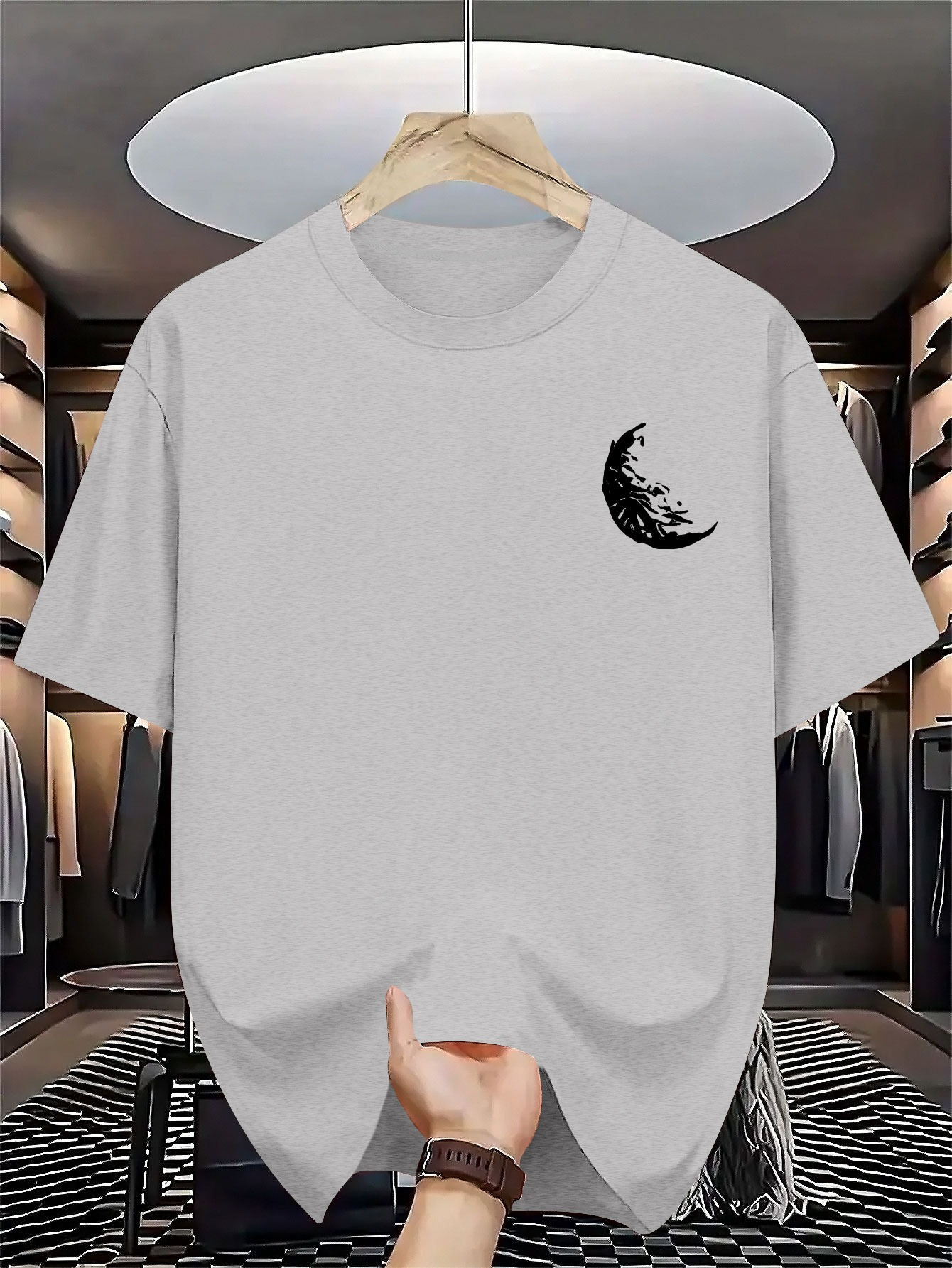 Men's Graphic T-Shirt Faded Crescent Moon Under Starlit Night Sky Moon
