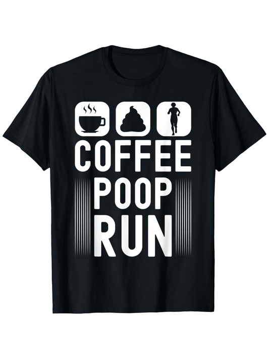 Men's Graphic T-Shirt Coffee Poop Run Icons With Morning Motivation Graphic T Shirt