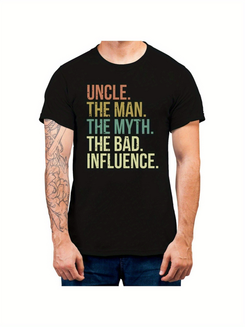 Men's Graphic T-Shirt Uncle The Man The Myth The Bad Influence Retro Color Letters Quote