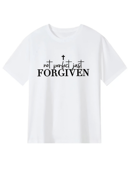 Men's Graphic T-Shirt Not Perfect Just Forgiven With Small Spiritual Cross Graphic T Shirt