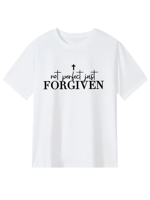Men's Graphic T-Shirt Not Perfect Just Forgiven With Small Spiritual Cross Graphic T Shirt