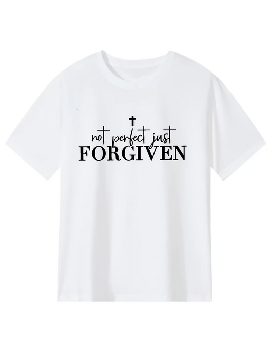 Men's Graphic T-Shirt Not Perfect Just Forgiven With Small Spiritual Cross Graphic T Shirt