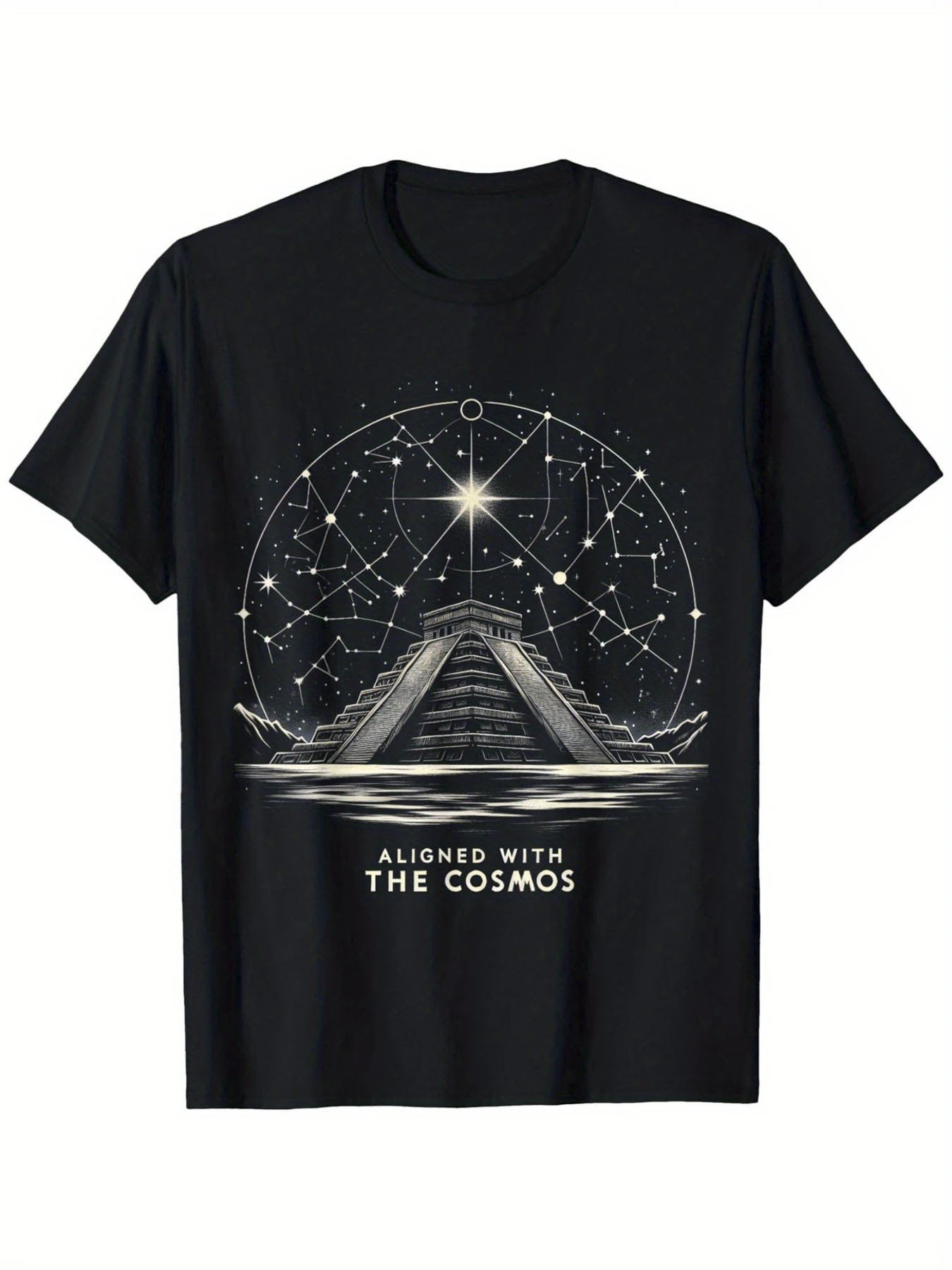Men's Graphic T-Shirt Aligned With The Cosmos Under Starry Night And Ancient Monument