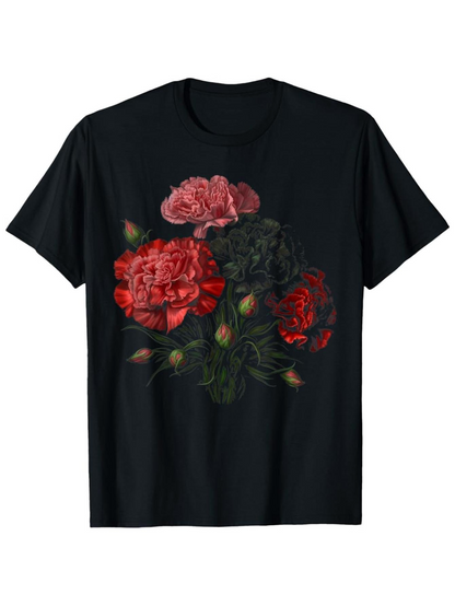 Men's Graphic T-Shirt Vivid Pink And Red Blooms With Lush Green Foliage Flower