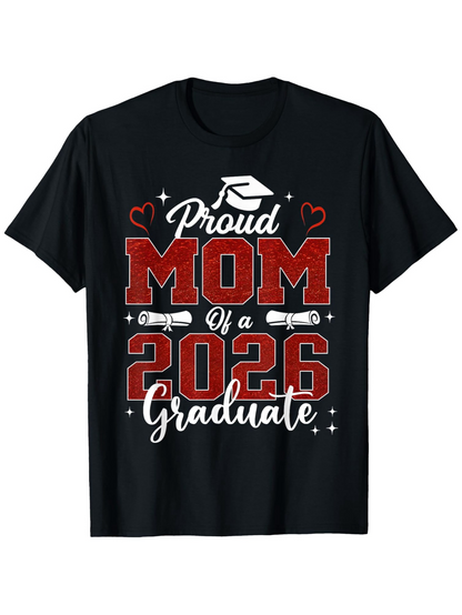 Men's Graphic T-Shirt Proud Mom Of A Graduate With Hearts And Diplomas Under Cap