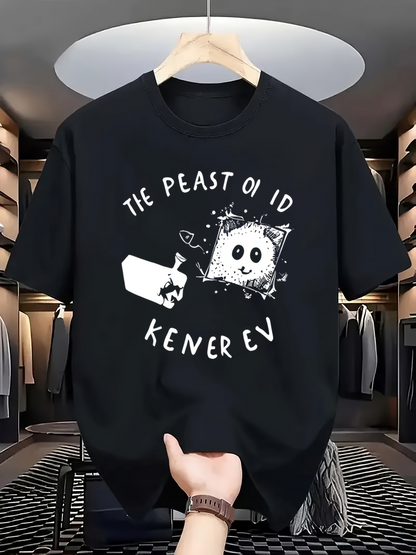 Men's Graphic T-Shirt The Peast Of Id With Doodle Art And Cartoon Monster