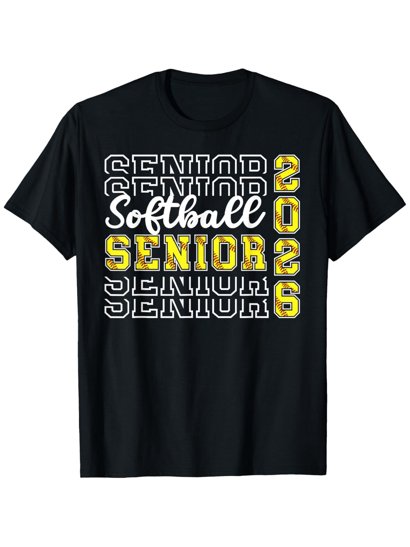 Men's Graphic T-Shirt Softball Senior Letters And Bold Yellow 2026 Design